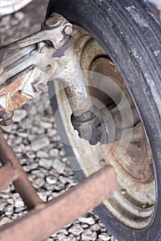 Rusted wheel axle