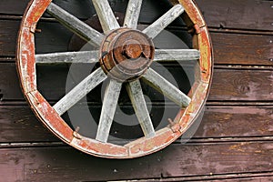 Rusted wheel in Latvia in Sabile town.