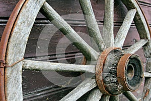 Rusted wheel in Latvia in Sabile town.