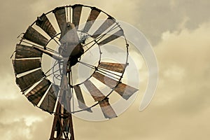Rusted windmill in the countryside