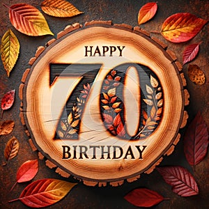 Rustic 70th Birthday Greeting with Autumn Foliage