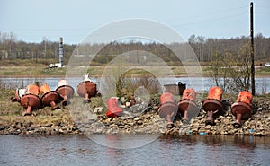 Rustic, abandoned buoys