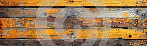 Rustic Abstract Wooden Texture: Yellow Orange Painted Grain for Wall, Floor or Table - Grunge Wood Background Banner