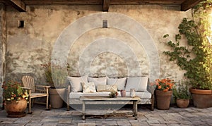 Rustic Afternoon Repose in an Open-Air Courtyard