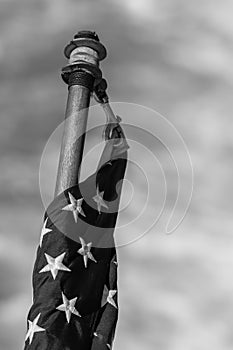 Rustic American Flag in B&W