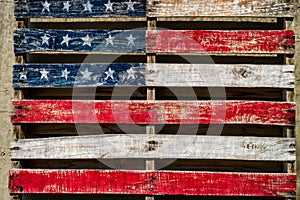 Rustic American flag painted on wood