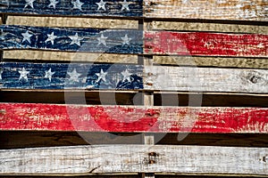 Rustic American flag painted on wood