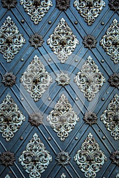 Rustic ancient doors pattern medieval repetitive ornaments photo