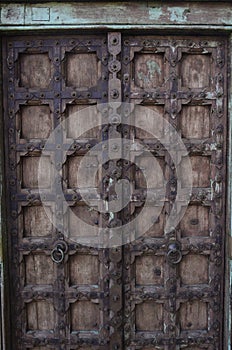 Rustic antique wood and metal door Baja California Sur, Mexico