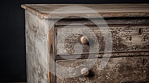Rustic Antique Wooden Chest Of Drawers With Textural Brushwork