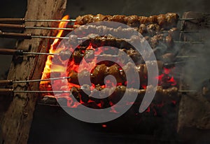 Rustic barbecued chicken meat