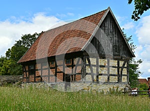 Rustic barn. Abandoned empty stable. Old abandoned barn.