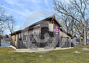 Rustic barn with Amish quilt