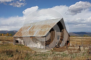 Rustic Barn in Colorado on a Cool Cloudly Day