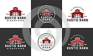 Rustic barn logo design template with multi style collections