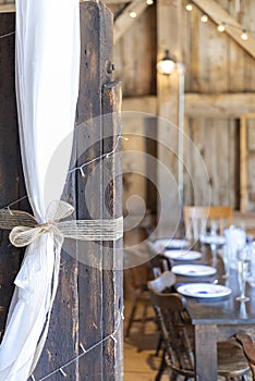 Rustic Barn Reception Decoration with pole and wrap