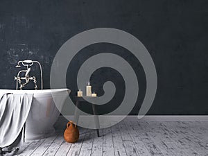Rustic Bathroom With Old Wooden Stool