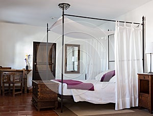 Rustic bedroom in luxury hotel