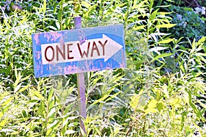 Rustic One-way Sign