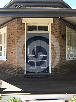 blue door on corner building