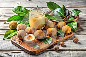 Rustic Board with Breadnut Fruit and Juice