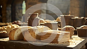 Rustic Bread Bakery. Showcasing the Art and Warmth of Freshly Baked Loaves in a Picturesque Setting.