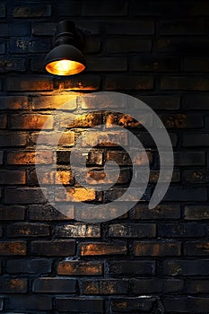 Rustic Brick Wall with Light Perfect as a Backdrop or Background