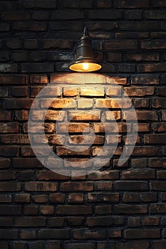 Rustic Brick Wall with Light Perfect as a Backdrop or Background