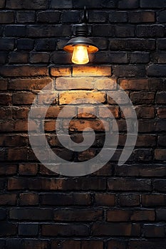 Rustic Brick Wall with Light Perfect as a Backdrop or Background