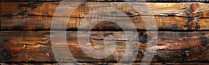 Rustic Brown Wood Texture Background with Bright Light - Long Panoramic Banner