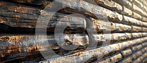 Rustic Cabin Logs Wall Texture with Warm Light. Concept Rustic Cabin, Logs Wall, Texture, Warm