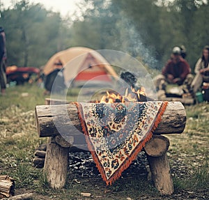 Rustic Campfire Setup at a Summer Campout quality picture quality.