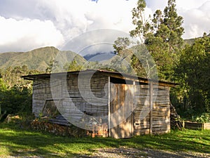 A rustic cane shed used to store tools in a farm