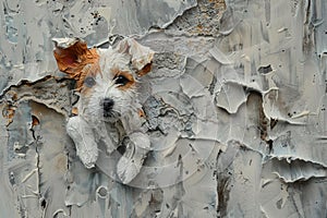 A Rustic Canine Mural Painted On Exterior Wall