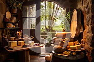 rustic cellar door with cheese aroma