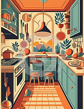 Rustic Charm: A Homely Kitchen : Vintage-style poster to enhance kitchen decor. photo