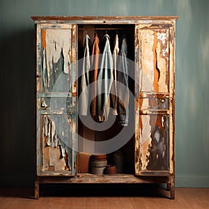 Rustic Charm: Satin Wardrobe With Vintage Worn Out Style photo