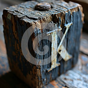 Rustic Charm: A Weathered Wooden Box with a Touch of Grit and Wa