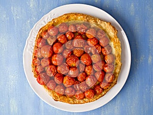 Rustic cherry tomato tarte tatin