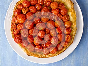 Rustic cherry tomato tarte tatin