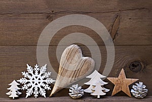 Rustic Christmas Decoration, Heart, Snowflake, Star, Tree