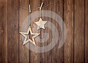 Rustic Christmas Hanging Stars Background