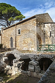 Rustic church with exposed catacombs in Sicily italy