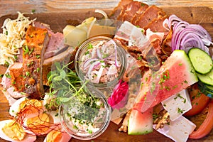 rustic cold buffet - closeup gourmet