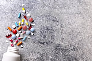 Rustic composition with multiple pills laid out in a pattern