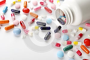 Rustic composition with multiple pills laid out in a pattern