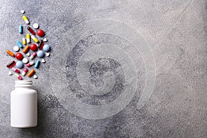 Rustic composition with multiple pills laid out in a pattern