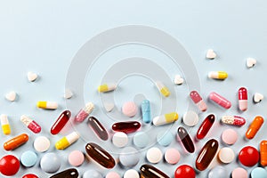 Rustic composition with multiple pills laid out in a pattern