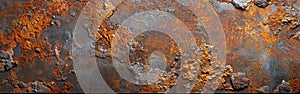 Rustic Corten Steel Stone Texture Banner - Grunge Orange Brown Metal Background Panorama