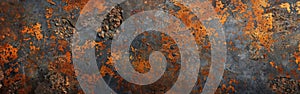 Rustic Corten Steel Stone Texture: Grunge Orange Brown Metal Panorama Background Banner